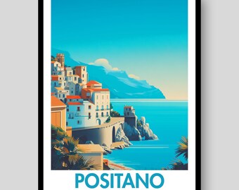Positano Poster - Amalfi Coast Wall Art - Positano Print - Italy Gifts