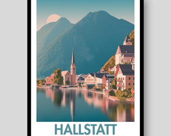 Hallstatt Poster - Austria Poster - Hallstatt - Hallstatt Wall Art - Hallstatt Print - Alps Print - Austria - Lake Hallstatt - Austria Print