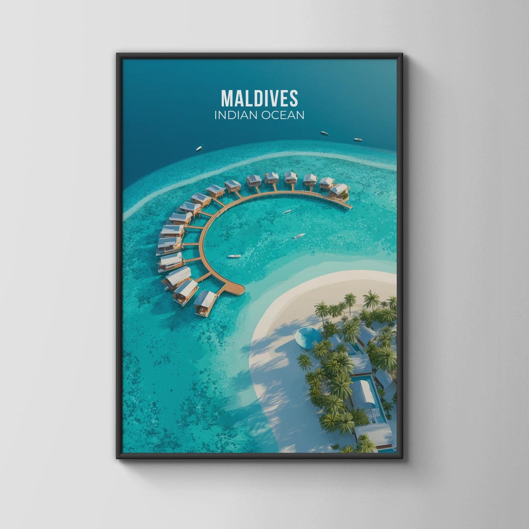 Maldives Indian Ocean Travel Poster Wall Art Print - Etsy