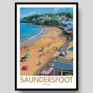 Saundersfoot poster - Pembrokeshire - Welsh poster - Wales print - Saundersfoot - Welsh cadeau - Wales poster - Wales - Saundersfoot - Cymru