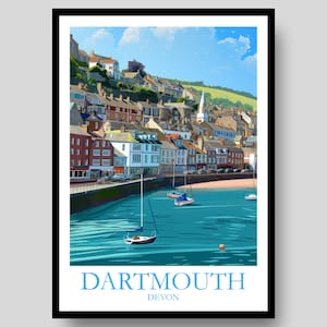 Dartmouth Poster - Devon Print - Dartmouth - UK Wall Art - Devon - Dartmouth College - Devon Poster - South Devon Art - English Countryside