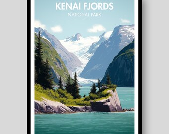 Plakat z Parkiem Narodowym Kenai Fjords - Alaska Plakat - Kenai Fjords - Alaskan - Alaska - Kenai Fjords Print - Alaska Wall Art - Kenai Fjords Art