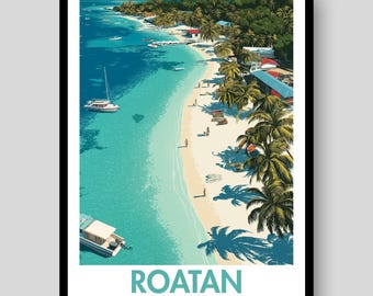 Póster de Roatán - Arte mural de Honduras - Roatán - Impresión de Roatán - Honduras - Arte mural de Roatán - Póster del Caribe - Póster de Honduras - Caribe