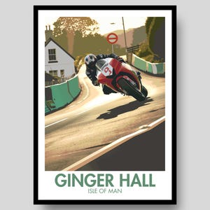 Ginger Hall Poster - Isle of Man Poster - Isle of Man TT - Motorbike Poster - Motorcycle Wall Art - Isle Of Man - MotoGP - Isle of Man Print