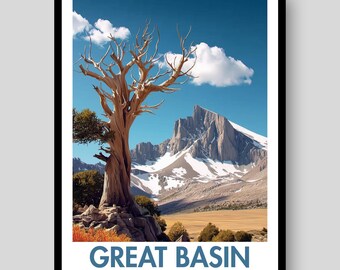 Plakat z Parkiem Narodowym Wielkiej Kotliny - Plakat z Parkiem Narodowym Wielkiej Kotliny - Nevada - Wielka Kotlina - Nevada - Wydruk z Nevady - Sztuka ścienna z Wielkiej Kotliny