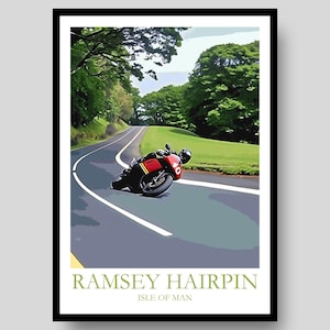 Ramsey Hairpin Poster - Isle of Man Poster - Isle of Man TT - Motorbike Poster - Motorcycle Wall Art - Isle Of Man - MotoGP -Isle of Man Map