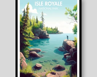 Plakat z Parkiem Narodowym Isle Royale - Sztuka ścienna Isle Royale - Isle Royale - Michigan - Plakat z Michigan - Wydruk z Isle Royale - Wydruk z Michigan