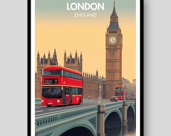 Affiche de Londres - Affiche de Londres - Affiche de voyage - Affiche du métro de Londres - Londres - Affiche numérique de Londres - Ligne d'horizon de Londres - Plan de Londres