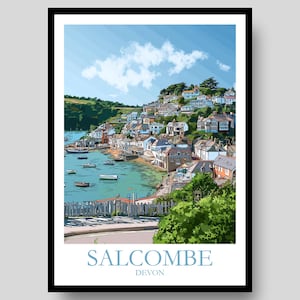 Salcombe Poster - Devon Poster - Salcombe - Plymouth - Devon Gifts - Devon - Coastal Wall Art - Devon Print - Cornwall - Salcombe Prints
