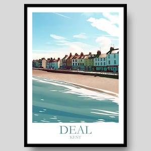Póster de Deal - Póster de Kent - Arte mural del Reino Unido - Kent - Póster de Inglaterra - Póster costero - Arte mural de Inglaterra - Póster de playa - Impresión de Kent