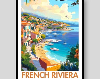 French Riviera Travel Poster – Vintage Mediterranean Coastal Art