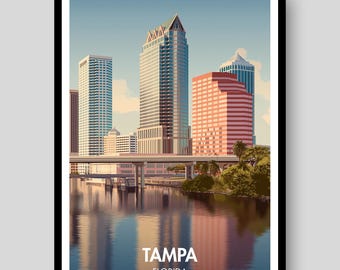 Tampa-affisch - Florida-affisch - Tampa - Tampa Bay - Tampa-tryck - Florida - Tampa-väggkonst - Florida-tryck - Tampa Bay-affisch - Florida-konst