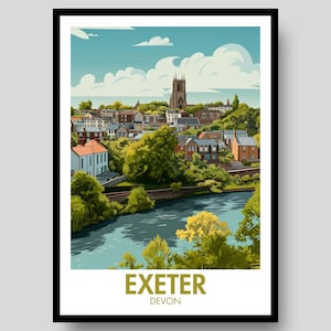 Exeter Poster - Devon - Exeter Print - Devon Wall Art - Enter University - Devon Poster - Exeter - Devon Gift - UK Wall Art - South Devon Art