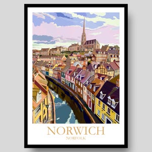 Norwich Poster - Norfolk - Norwich - Norfolk Poster - Norfolk Print - Norwich Print - Norfolk Gift - Norfolk Art - Norfolk Wall Art