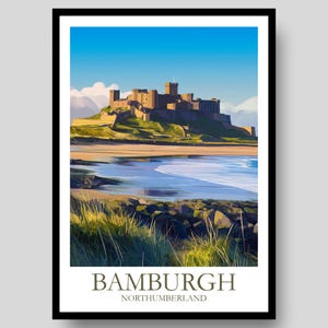Bamburgh Poster - Bamburgh Castle - Northumberland - Castle Poster - Bamburgh - Northumberland Poster - Northumbria - Bamburgh Castle Art