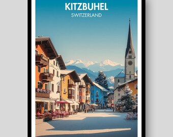 Plakat z Kitzbuhel – Sztuka ścienna w Alpach Austriackich – Wydruk z Austrii – Wystrój z Kitzbuhel