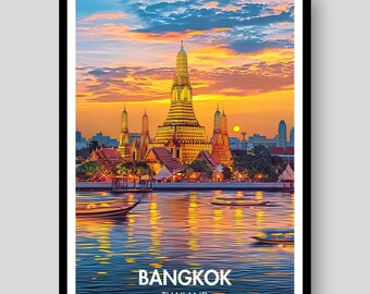 Bangkok Poster - Thailand Travel Poster - Bangkok - Thai Poster - Thailand - Travel Poster - Thailand Poster - Thailand Gift - Bangkok Print