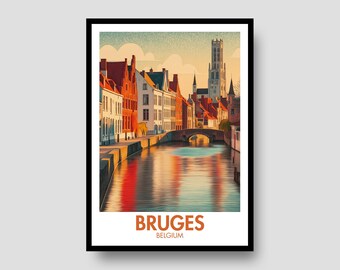 Reseposter med Brygge, Belgien – Väggkonsttryck med Brygge