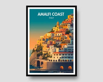 Amalfi Coast Poster – Italian Print - Positano Wall Art