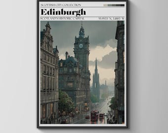 Edinburgh City Poster Art Print Scotland Historic Capital Wall Art