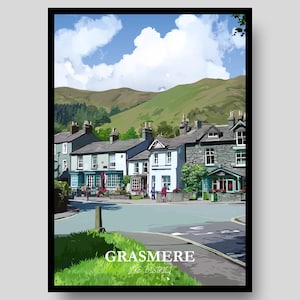 Grasmere Poster - Lake District - Grasmere - Lake District Poster - Windermere - Lake District Print - Travel Poster - Cumbria - Retro Print