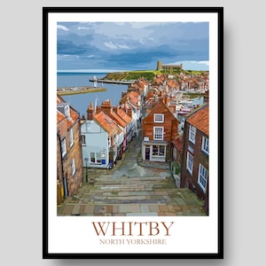 Whitby Poster - Yorkshire Poster - England Poster - Whitby - Ocean Poster - Yorkshire - Travel Poster - Whitby Print - North Yorkshire