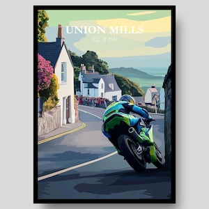 Union Mills Poster - Isle of Man Poster - Isle of Man TT - Motorbike Poster - Motorcycle Wall Art - Isle Of Man - MotoGP - Isle of Man Print