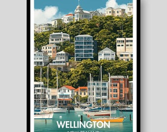 Plakat Wellington - Plakat z Nowej Zelandii - Sztuka ścienna Wellington - Wellington - Sztuka Nowej Zelandii - Druk Wellington - Nowa Zelandia - Druk z Nowej Zelandii