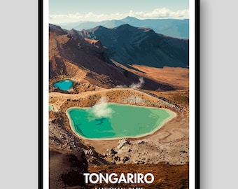 Poster Nationaal park Tongariro - Nieuw-Zeelandse kunst - Nationaal Park Tongariro - Poster Tongariro - Poster Nieuw-Zeeland - Nieuw-Zeeland - Tongariro