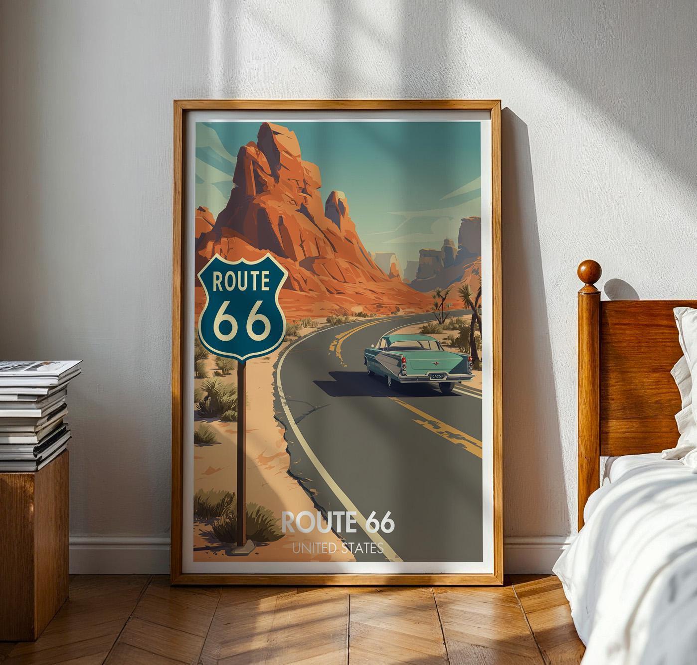 Route 66 Poster - Route 66 Sign - Route 66 Wall Art - Route 66