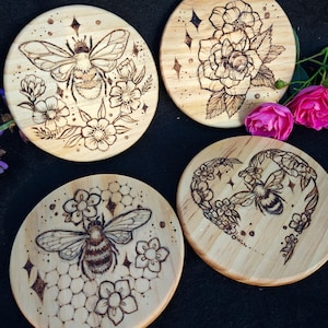 Wooden Bee Coasters