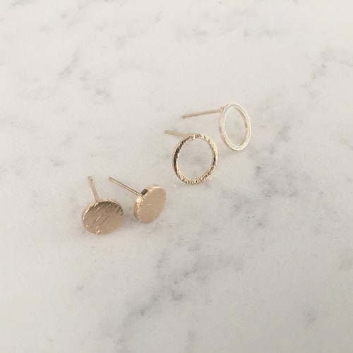 14K Gold Stud Earrings Gold Stud Earrings Circle Stud Earrings Gold Stud Earrings Gold Minimalist Earrings Bridesmaid Set Teacher Gift Set