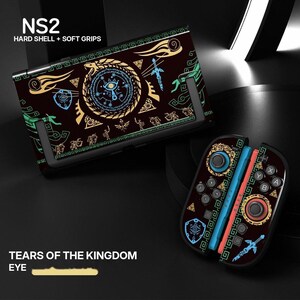 Funda protectora para Switch 2, carcasa rígida con diseño de runa de ojo azul, juego de agarre suave para Joy-Con 2, accesorios de juego de fantasía color oro burdeos