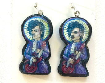 Handmade Prince Portrait Earrings: Polymer Clay Rockstar Jewelry