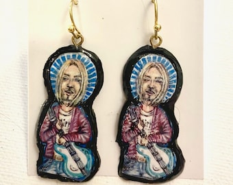 Kurt Cobain Earrings: Handmade Clay Nirvana Fan Jewelry