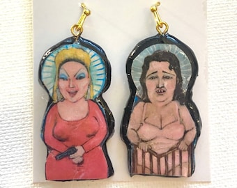 Edith Massey Earrings: John Waters Pink Flamingos Inspired