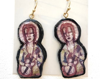 David Bowie Earrings: Handmade Ziggy Stardust Fan Art