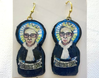 Handmade Notorious RBG Earrings: Ruth Bader Ginsburg Portrait Clay Charms