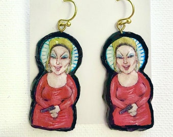 Divine Earrings, Divine Drag Queen, John Waters, Pink Flamingos, Hanmade Clay Earrings, Filthiest People Alive, Babs, Divine,