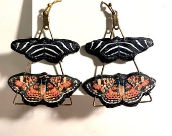 Handmade Butterfly Earrings, Butterfly Earrings, Museum Earrings, Artsy Earrings: Zebra Longwing, Phaon Crescent, Nature Earrings, polymer