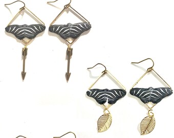 Handmade Zebra Longwing Butterfly Earrings: Polymer Clay Charms