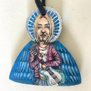 Kurt Cobain Ornament, 2.5&quot;, Kurt, Kurt Cobain, Nirvana Art, Rock Star, Ornament, Rockstar, fan art, Dead Rockstars, Grunge, 90&#39;s, kurdt