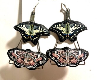 Handmade Butterfly Earrings,Yellow Swallowtail, Phaon Crescent, Art Earrings, Handmade Earrings, Gala Earrings, Museum Earrings, Nature