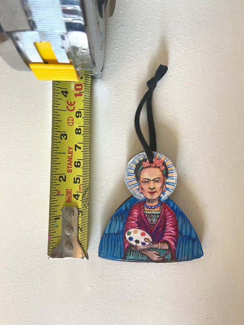 Frida Kahlo Ornament, 2.75, Frida art, Frida, Frida Kahlo, handmade ornament, Famous Artist ornament, Angel Ornament image 2