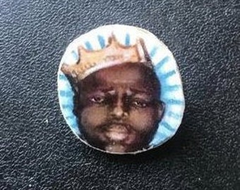 Biggie Smalls Pin: Handmade Wooden Rap Star Brooch