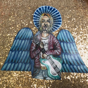 Kurt Cobain painting, 13&quot; Kurt Cobain Art, Nirvana Art, Kurt Cobain Angel, Nirvana Fan, Nirvana Angel