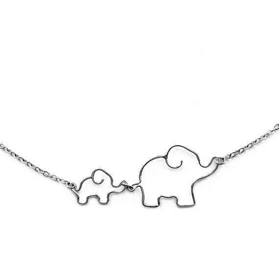 Mom And Baby Elephant Necklace New Mother Necklace Gift Etsy