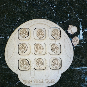 Super Mario Bros Tic Tac Toe - Super Mario i Luigi + bonus Yoshi. Plik cyfrowy do grawerowania laserowego / SVG / Lightburn