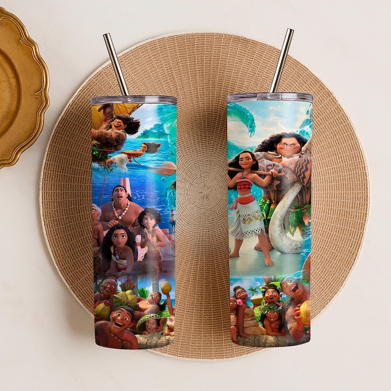 Moana Maui Tumbler Cup, Disney Princess Travel Mug with Straw, Disney Cartoon Coffee Tumbler, Moana Lover Stainless Steel Tumbler