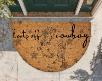 Boots Off Cowboy Doormat, Funny Western Welcome Mat, Country Home Door Mat, Cowboy Welcome Mat, Western Ranch Outdoor Mat, Gift for Cowboy